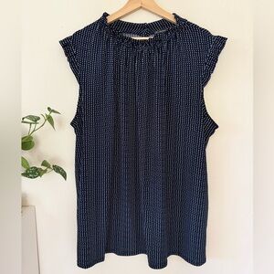 ✨ Adrianna Papell Navy Dot Sleeveless Blouse ✨